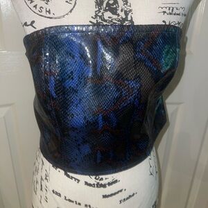 Nasty Gal Blue and Black Faux Snake Print Corset worn once size 10